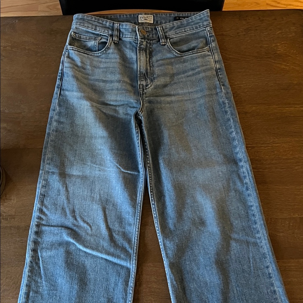 Faherty Saturday Denim Wide Leg Ankle - Indigo Coast Wash, size 27 - Picture 4 of 4